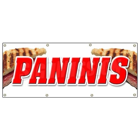 Signmission PANINIS BANNER SIGN sandwich sign hot concession pressed cubans B-96 Paninis
